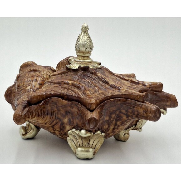 Shell Decorative Beach Decor Conch Trinket Box with Lid  Jewelry Key Dish Resin - Picture 15 of 16